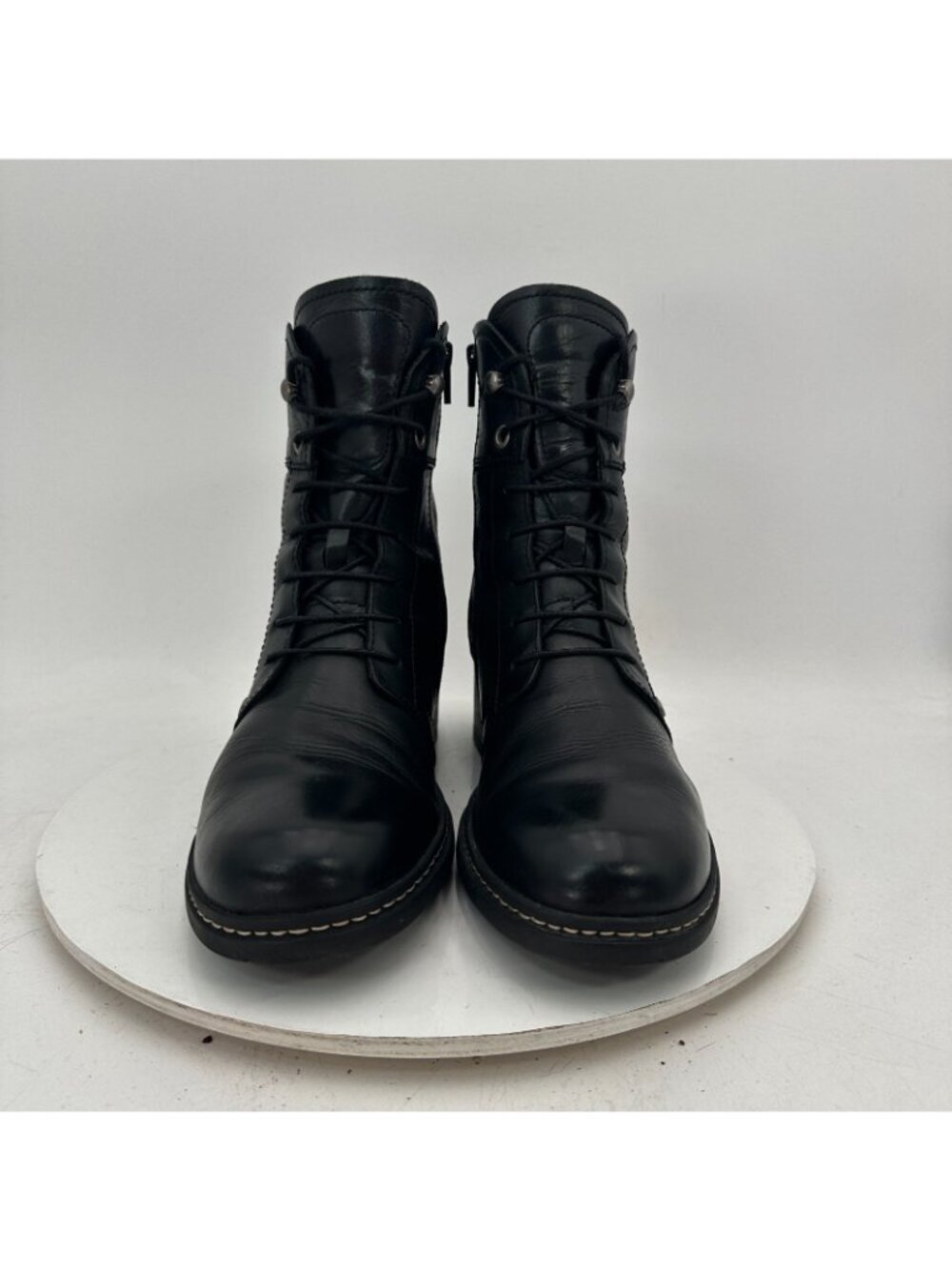 Wolky Women Size EU 41 US 9.5 Black Leather Lace Up Side Zip Ankle Boot - Picture 2 of 12